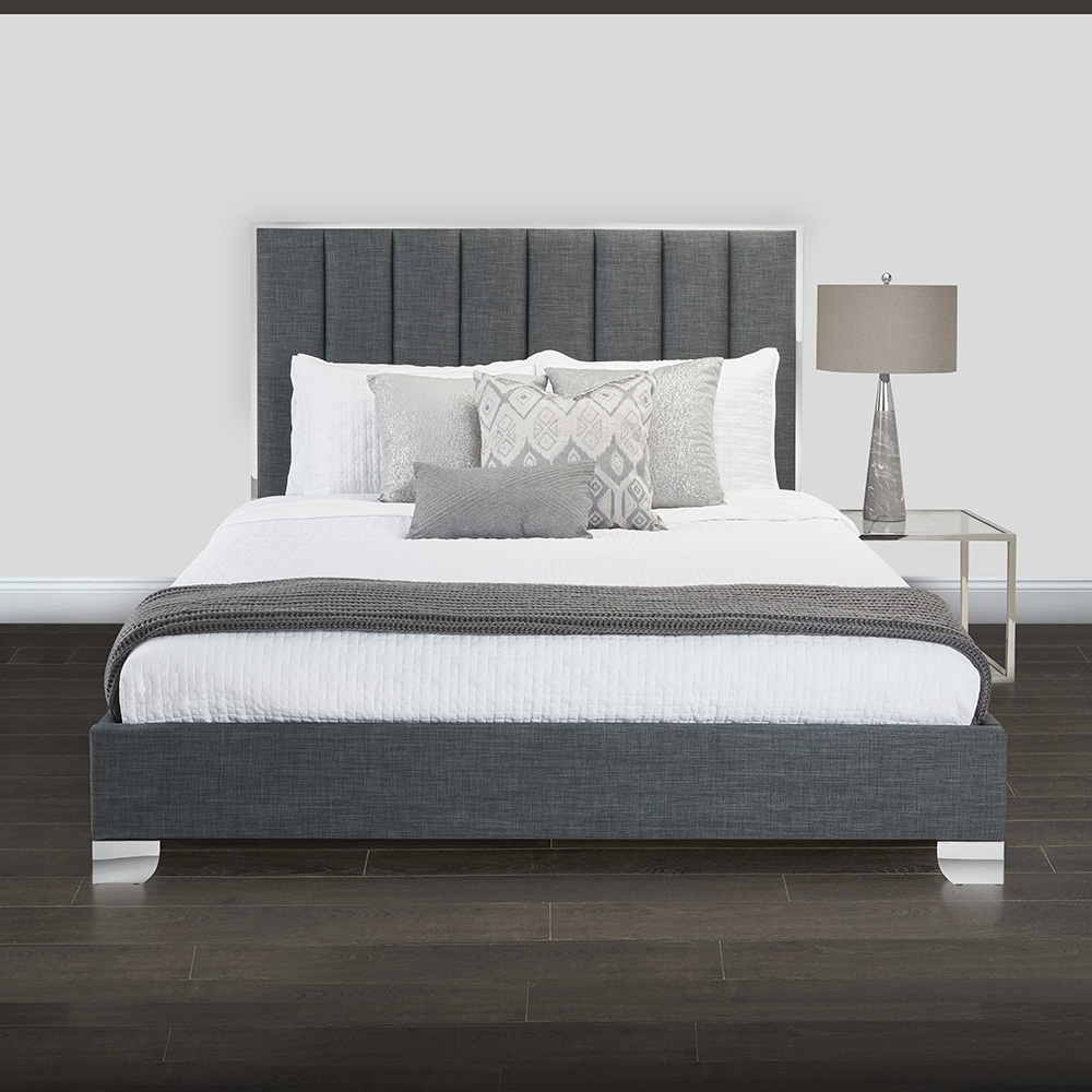 Uriel Bed: Grey Fabric